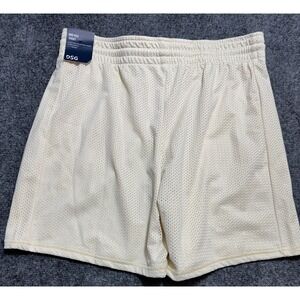 DSG Womens Mid Rise Mesh Athletic Shorts Cream Relaxed Fit Small